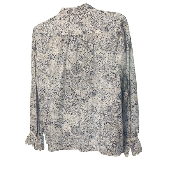 J. Crew x Liberty London Adeladja Stars Fabric, LS Blouse, Career, Fun Vibrant M - Picture 3 of 8